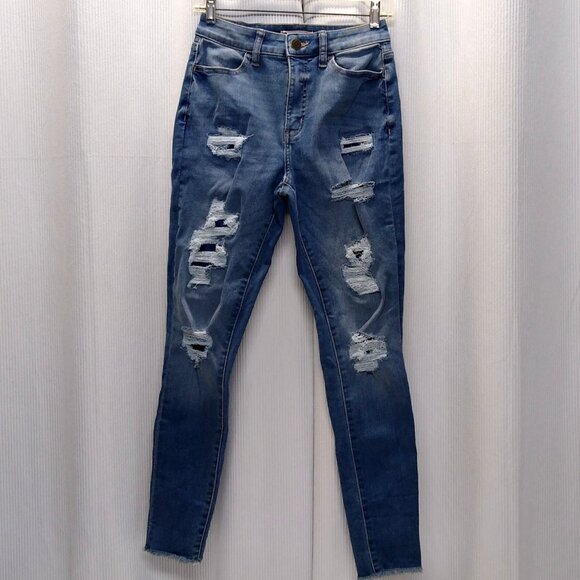 SO Super High Rise Curvy Jegging Tag Size 7/28W Actual 26x28 Distressed Denim - Picture 1 of 9